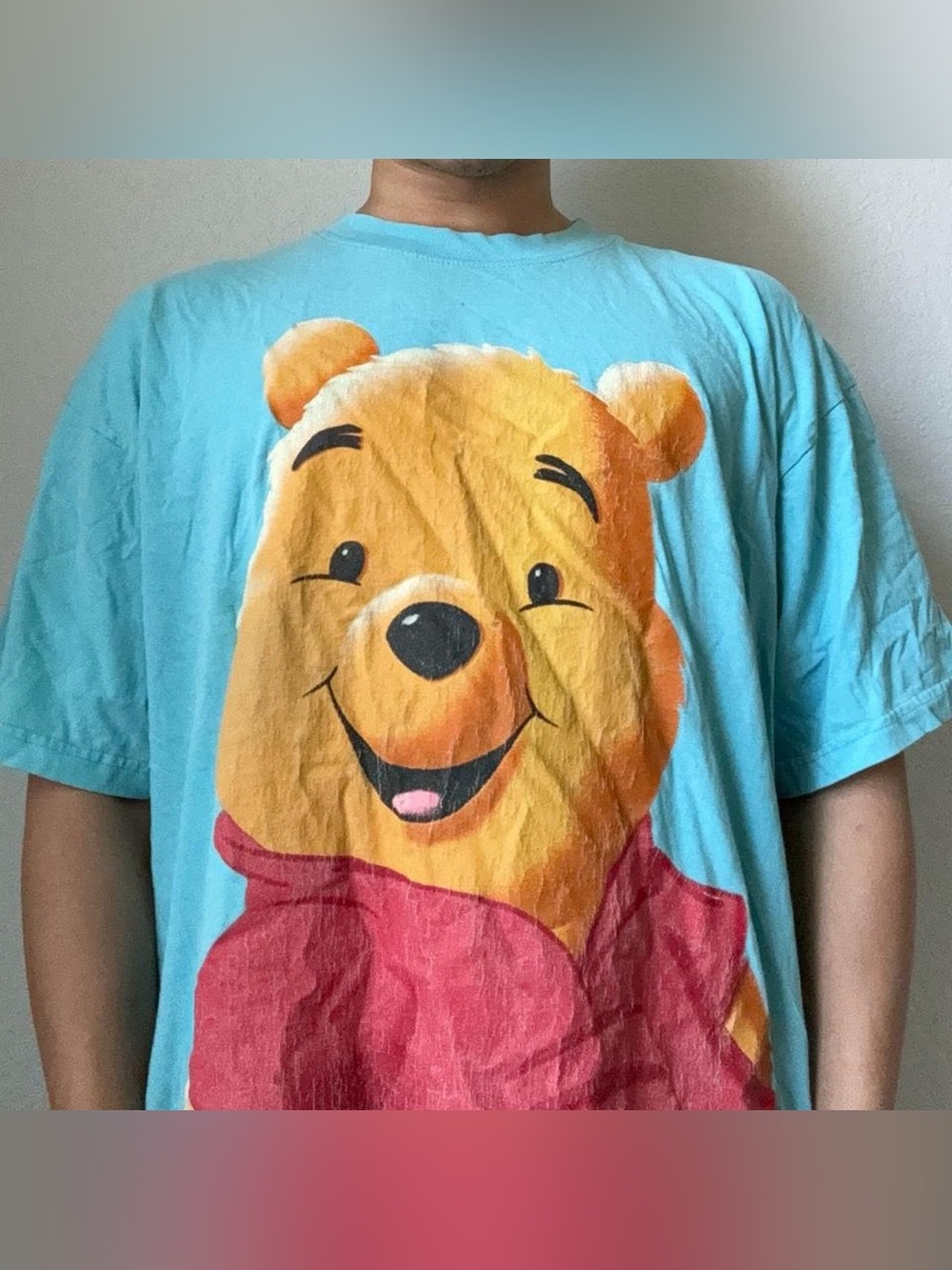 Vintage 2000s Winnie the Pooh Graphics Blue Oversized Tee Shirt Y2K